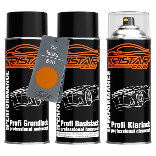 TRISTARcolor Autolack Spraydosen Set für Isuzu 570 Valencia Orange Metallic Grundlack Basislack Klarlack Sprühdose 400ml TRISTARcolor Autolack Spraydosen Set für Isuzu 570 Valencia Orange Metallic Grundlack Basislack Klarlack Sprühdose 400ml von TRISTARcolor
