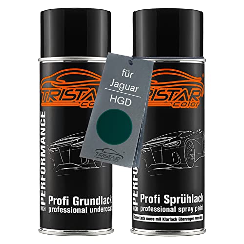 TRISTARcolor Autolack Spraydosen Set für Jaguar HGD British Racing Green Grundlack Basislack Sprühdose 400ml von TRISTARcolor