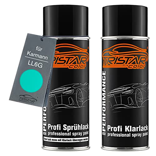 TRISTARcolor Autolack Spraydosen Set für Karmann LL6G Türkis/Turkis Basislack Klarlack Sprühdose 400ml von TRISTARcolor