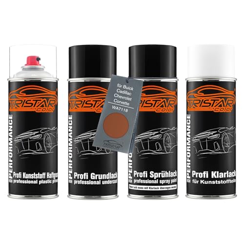 TRISTARcolor Autolack Spraydosen Set für Kunststoff Stoßstange für Buick/Cadillac/Chevrolet/Corvette WA7118 Rust Metallic Haftgrund Grundlack Basislack Klarlack mit Weichmacher TRISTARcolor Autolack Spraydosen Set für Kunststoff Stoßstange für Buick/Cadillac/Chevrolet/Corvette WA7118 Rust Metallic Haftgrund Grundlack Basislack Klarlack mit Weichmacher von TRISTARcolor
