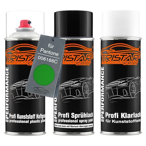 TRISTARcolor Autolack Spraydosen Set für Kunststoff Stoßstange für Pantone 006166C 6166C Green Haftgrund Basislack Klarlack mit Weichmacher Sprühdose TRISTARcolor Autolack Spraydosen Set für Kunststoff Stoßstange für Pantone 006166C 6166C Green Haftgrund Basislack Klarlack mit Weichmacher Sprühdose von TRISTARcolor