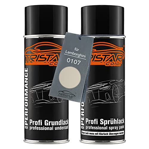 TRISTARcolor Autolack Spraydosen Set für Lamborghini 0107 Bianco Canopus Perl Grundlack Basislack Sprühdose 400ml von TRISTARcolor