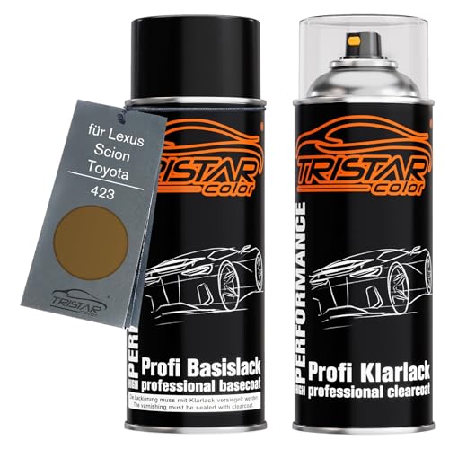 TRISTARcolor Autolack Spraydosen Set für Lexus/Scion/Toyota 423 Brown/Amber Basislack Klarlack Sprühdose 400ml von TRISTARcolor