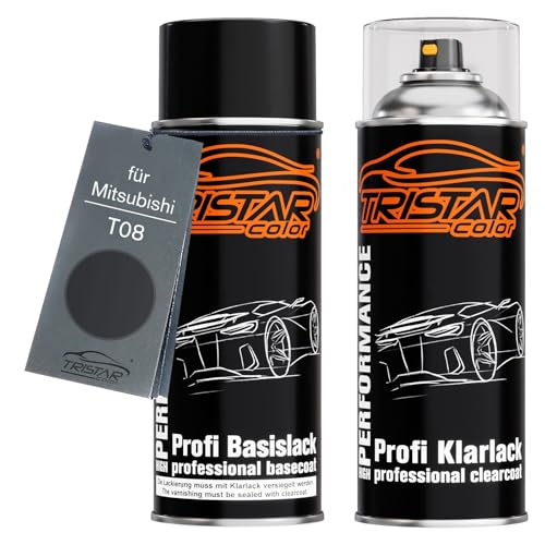 TRISTARcolor Autolack Spraydosen Set für Mitsubishi T08 Trigger Mauve Perl Basislack Klarlack Sprühdose 400ml von TRISTARcolor