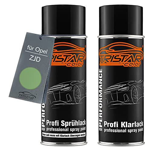 TRISTARcolor Autolack Spraydosen Set für Opel ZJD Lemon Grass Metallic/Zitronengras Metallic Basislack Klarlack Sprühdose 400ml von TRISTARcolor