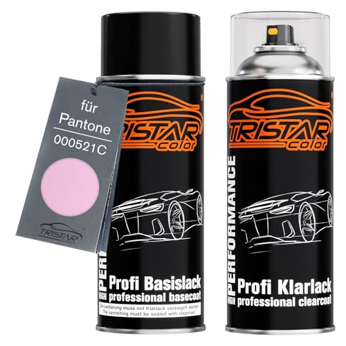 TRISTARcolor Autolack Spraydosen Set für Pantone 000521C 0521C Magenta Basislack Klarlack Sprühdose 400ml von TRISTARcolor