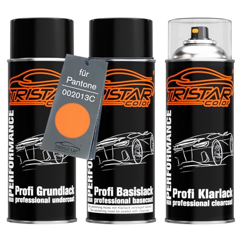 TRISTARcolor Autolack Spraydosen Set für Pantone 002013C 2013C Orange Grundlack Basislack Klarlack Sprühdose 400ml TRISTARcolor Autolack Spraydosen Set für Pantone 002013C 2013C Orange Grundlack Basislack Klarlack Sprühdose 400ml von TRISTARcolor
