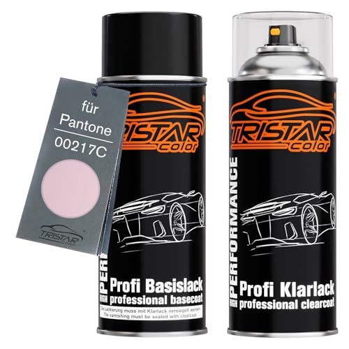 TRISTARcolor Autolack Spraydosen Set für Pantone 00217C 217C Light Pink Basislack Klarlack Sprühdose 400ml von TRISTARcolor