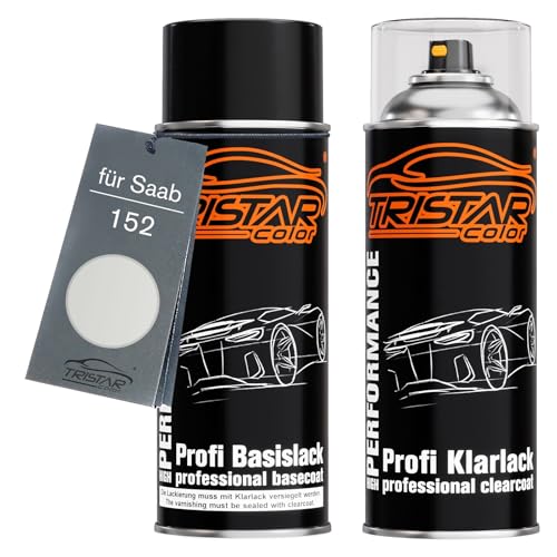 TRISTARcolor Autolack Spraydosen Set für Saab 152 Marble White Basislack Klarlack Sprühdose 400ml von TRISTARcolor