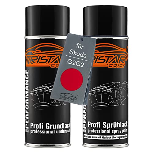 TRISTARcolor Autolack Spraydosen Set für Skoda G2G2 Tornado Rot/Tornado Red Grundlack Basislack Sprühdose 400ml von TRISTARcolor