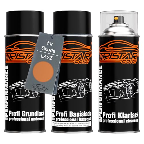 TRISTARcolor Autolack Spraydosen Set für Skoda LA2Z Phoenix Orange Metallic Grundlack Basislack Klarlack Sprühdose 400ml TRISTARcolor Autolack Spraydosen Set für Skoda LA2Z Phoenix Orange Metallic Grundlack Basislack Klarlack Sprühdose 400ml von TRISTARcolor