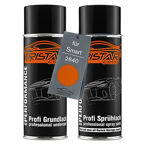 TRISTARcolor Autolack Spraydosen Set für Smart 2640 Lava Orange Metallic Grundlack Basislack Sprühdose 400ml von TRISTARcolor
