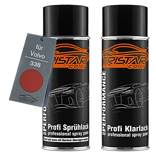 TRISTARcolor Autolack Spraydosen Set für Volvo 338 Autumn Gold Metallic Basislack Klarlack Sprühdose 400ml von TRISTARcolor