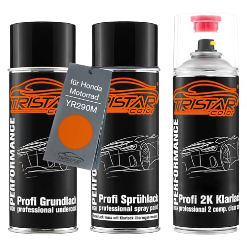 TRISTARcolor Motorradlack 2K Spraydosen Set für Honda Motorrad YR290M Eclipse Orange Perl Metallic Grundlack Basislack 2 Komponenten Klarlack Sprühdose TRISTARcolor Motorradlack 2K Spraydosen Set für Honda Motorrad YR290M Eclipse Orange Perl Metallic Grundlack Basislack 2 Komponenten Klarlack Sprühdose von TRISTARcolor