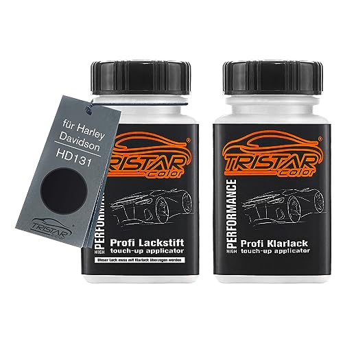 TRISTARcolor Motorradlack Lackstift Set für Harley Davidson HD131 Vivid Black Basislack Klarlack je 50ml von TRISTARcolor