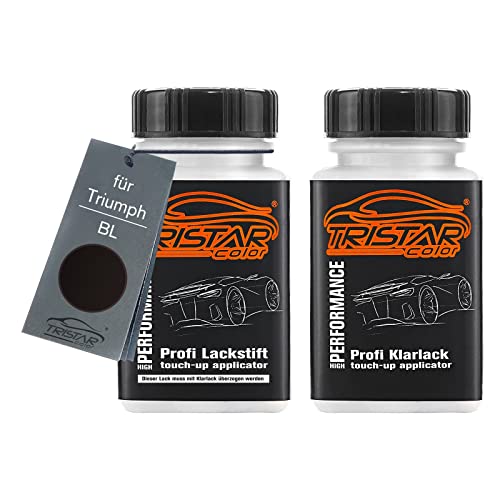 TRISTARcolor Motorradlack Lackstift Set für Triumph BL Jet Black Basislack Klarlack je 50ml von TRISTARcolor