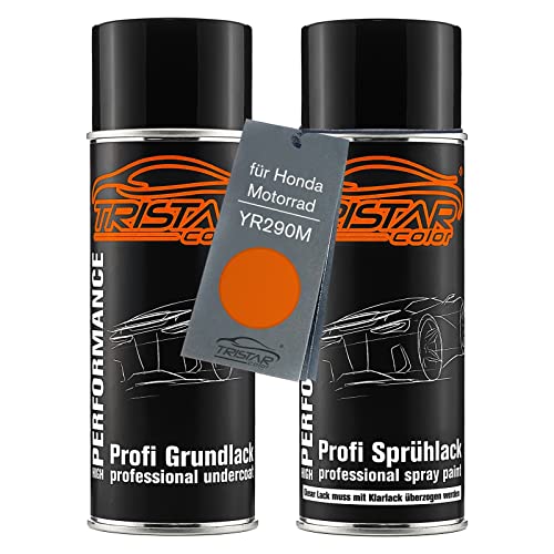 TRISTARcolor Motorradlack Spraydosen Set für Honda Motorrad YR290M Eclipse Orange Perl Metallic Grundlack Basislack Sprühdose 400ml TRISTARcolor Motorradlack Spraydosen Set für Honda Motorrad YR290M Eclipse Orange Perl Metallic Grundlack Basislack Sprühdose 400ml von TRISTARcolor
