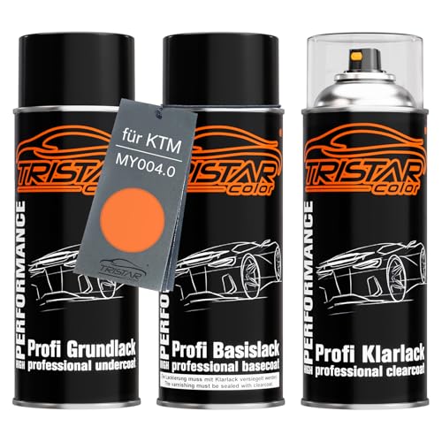 TRISTARcolor Motorradlack Spraydosen Set für KTM MY004.0 Orange Perl Grundlack Basislack Klarlack Sprühdose 400ml TRISTARcolor Motorradlack Spraydosen Set für KTM MY004.0 Orange Perl Grundlack Basislack Klarlack Sprühdose 400ml von TRISTARcolor