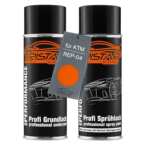 TRISTARcolor Motorradlack Spraydosen Set für KTM REP-04 Orange Grundlack Basislack Sprühdose 400ml von TRISTARcolor