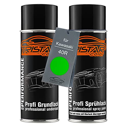 TRISTARcolor Motorradlack Spraydosen Set für Kawasaki 40R Golden Blazed Green Perl Grundlack Basislack Sprühdose 400ml von TRISTARcolor