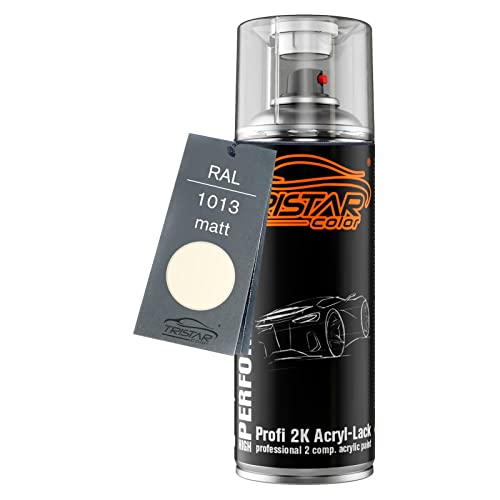 TRISTARcolor RAL 1013 Perlweiss matt 2K Acryl Spraydose Sprühdose Spritzlack Sprühlack 400 ml schnelltrocknend von TRISTARcolor