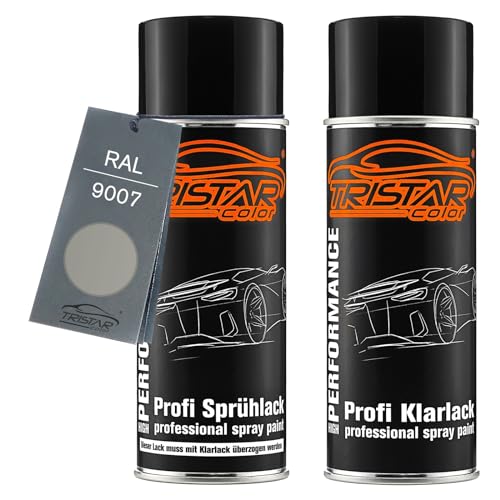 TRISTARcolor RAL 9007 Graualuminium Metallic Spraydose inkl. Klarlack seidenmatt je 400ml von TRISTARcolor