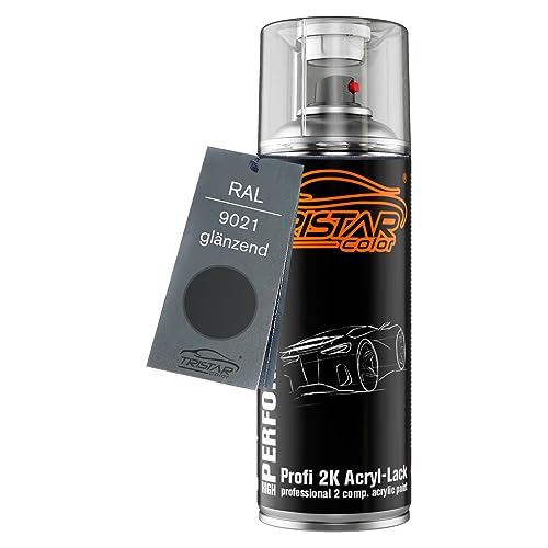 TRISTARcolor RAL 9021 Teerschwarz glänzend 2K Acryl Spraydose Sprühdose Spritzlack Sprühlack 400 ml schnelltrocknend von TRISTARcolor