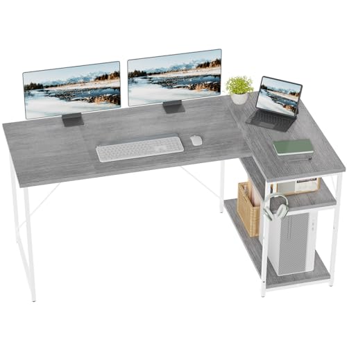 TRIUMPHKEY Computertisch, umkehrbarer Eckschreibtisch, L-förmiger Schreibtisch mit 2 Regalen, Arbeitstisch, für Computer, Büro, Studio und Wohnzimmer von TRIUMPHKEY