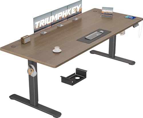 TRIUMPHKEY Höhenverstellbar Schreibtisch groß 200x80cm USB Steckdose 3 Memory-Steuerung Schreibtisch Höhenverstellbar Anti-Kollisions Höhenverstellbarer Tisch Computertisch Table von TRIUMPHKEY