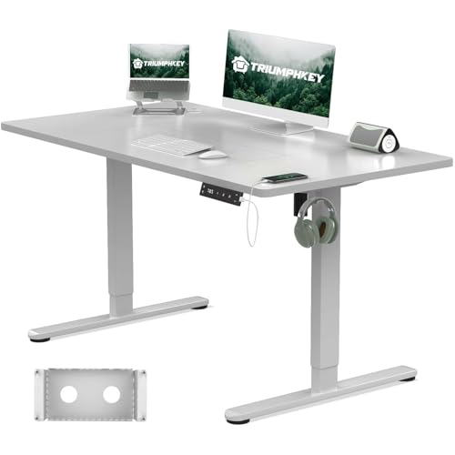 TRIUMPHKEY Höhenverstellbarer Schreibtisch 120x80cm mit Typ-C Ladeanschluss, Schreibtisch Höhenverstellbarer mit Kabel Management Tray, Standing Desk mit 3 Memory Funktion, Grau TRIUMPHKEY Höhenverstellbarer Schreibtisch 120x80cm mit Typ-C Ladeanschluss, Schreibtisch Höhenverstellbarer mit Kabel Management Tray, Standing Desk mit 3 Memory Funktion, Grau von TRIUMPHKEY