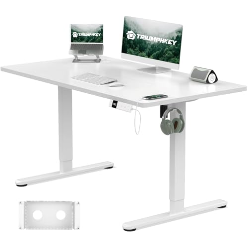 TRIUMPHKEY Höhenverstellbarer Schreibtisch 120x80cm mit Typ-C Ladeanschluss, Schreibtisch Höhenverstellbarer mit Kabel Management Tray, Standing Desk mit 3 Memory Funktion, Weiß TRIUMPHKEY Höhenverstellbarer Schreibtisch 120x80cm mit Typ-C Ladeanschluss, Schreibtisch Höhenverstellbarer mit Kabel Management Tray, Standing Desk mit 3 Memory Funktion, Weiß von TRIUMPHKEY