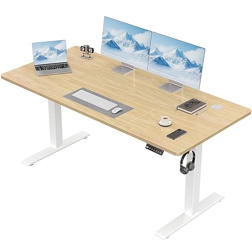 TRIUMPHKEY Höhenverstellbarer Schreibtisch 130 x 60 cm, Schreibtisch Höhenverstellbar Elektrisch, Ergonomischer Steh-Sitz Tisch Computertisch für Home Office, Beige TRIUMPHKEY Höhenverstellbarer Schreibtisch 130 x 60 cm, Schreibtisch Höhenverstellbar Elektrisch, Ergonomischer Steh-Sitz Tisch Computertisch für Home Office, Beige von TRIUMPHKEY