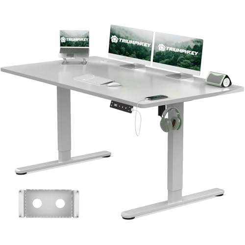 TRIUMPHKEY Höhenverstellbarer Schreibtisch 140x80cm mit Typ-C Ladeanschluss, Schreibtisch Höhenverstellbarer mit Kabel Management Tray, Standing Desk mit 3 Memory Funktion, Grau TRIUMPHKEY Höhenverstellbarer Schreibtisch 140x80cm mit Typ-C Ladeanschluss, Schreibtisch Höhenverstellbarer mit Kabel Management Tray, Standing Desk mit 3 Memory Funktion, Grau von TRIUMPHKEY