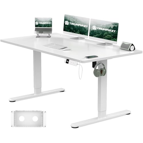 TRIUMPHKEY Höhenverstellbarer Schreibtisch 140x80cm mit Typ-C Ladeanschluss, Schreibtisch Höhenverstellbarer mit Kabel Management Tray, Standing Desk mit 3 Memory Funktion, Weiß TRIUMPHKEY Höhenverstellbarer Schreibtisch 140x80cm mit Typ-C Ladeanschluss, Schreibtisch Höhenverstellbarer mit Kabel Management Tray, Standing Desk mit 3 Memory Funktion, Weiß von TRIUMPHKEY