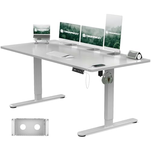 TRIUMPHKEY Höhenverstellbarer Schreibtisch 160x80cm mit Typ-C Ladeanschluss, Schreibtisch Höhenverstellbarer mit Kabel Management Tray, Standing Desk mit 3 Memory Funktion, Grau TRIUMPHKEY Höhenverstellbarer Schreibtisch 160x80cm mit Typ-C Ladeanschluss, Schreibtisch Höhenverstellbarer mit Kabel Management Tray, Standing Desk mit 3 Memory Funktion, Grau von TRIUMPHKEY