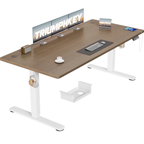 TRIUMPHKEY Höhenverstellbarer Schreibtisch 180x80 mit USB Ladeanschluss, 3 Memory-Steuerung groß Schreibtisch Höhenverstellbarer Anti-Kollision Computertisch Höhenverstellbarer Tisch von TRIUMPHKEY