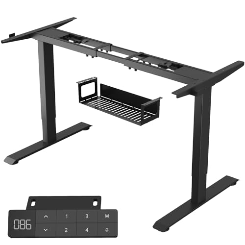 TRIUMPHKEY Höhenverstellbarer Schreibtisch, 2 Motoren, mit USB und Type-C-Ladeanschluss, Höhenverstellbarer Schreibtisch Gestell, 3 Memory Steuerung, Schwarz von TRIUMPHKEY