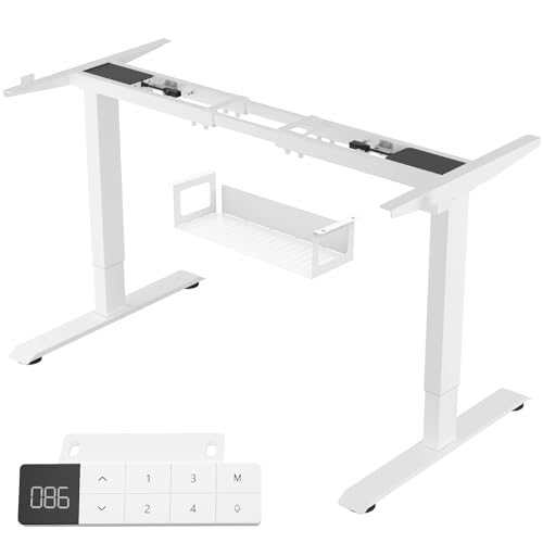 TRIUMPHKEY Höhenverstellbarer Schreibtisch, 2 Motoren, mit USB und Type-C-Ladeanschluss, Höhenverstellbarer Schreibtisch Gestell, 3 Memory Steuerung, Weiß von TRIUMPHKEY