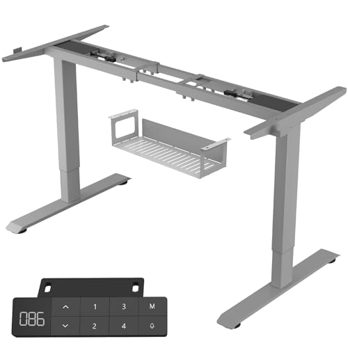 TRIUMPHKEY Höhenverstellbarer Schreibtisch, 2 Motoren, mit USB und Type-C-Ladeanschluss, Höhenverstellbarer Schreibtisch Gestell, 3 Memory Steuerung, Grau von TRIUMPHKEY