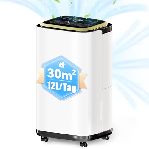 TRIUMPHKEY Luftentfeuchter Elektrisch 12L/24H, Tank 2,2 L, Raumentfeuchter, Entfeuchter Wohnung mit LED/Digitaler Display, Wäschetrocknung, 24H Timer, Gegen Schimmel, für 30m² Räume von TRIUMPHKEY