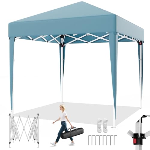 TRIUMPHKEY Pavillon,Faltpavillon 2x2 Wasserdicht Stabil,Pavillon Faltbar Wasserabweisend UV-Schutz 50+, Pavillion mit Tragetasche, Höhenverstellbarer Gartenpavillon,für Outdoor Garten Camping,Blau von TRIUMPHKEY