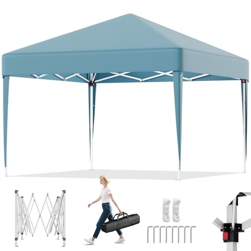 TRIUMPHKEY Pop Up Pavillion Klappbar 3x3m, Faltpavillon 3x3 UV-Schutz 50+, Pavilion 3mx3m mit Tragetasche, Höhenverstellbarer Gartenpavillon, Für Outdoor Garten Camping, Blau von TRIUMPHKEY