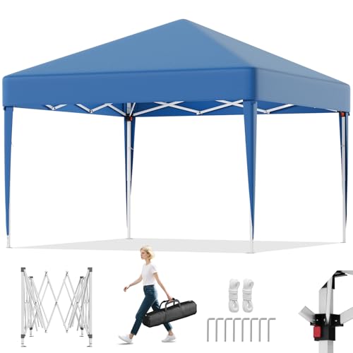 TRIUMPHKEY Pop Up Pavillion Klappbar 3x3m, Faltpavillon 3x3 UV-Schutz 50+, Pavilion 3mx3m mit Tragetasche, Höhenverstellbarer Gartenpavillon, Für Outdoor Garten Camping, Blau von TRIUMPHKEY