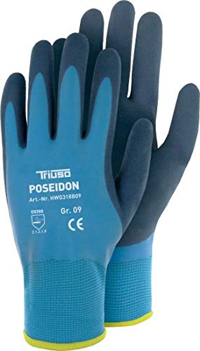 6-Paar Poseidon Arbeitshandschuhe Montagehandschuhe mit 2 facher Latex-Mikroschaumbeschichtung (7) von TRIUSO