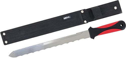 Dämmstoffmesser 270 mm doppelschneidig, rostfreie Klinge, inkl. Messerscheide mit Gürtelschlaufe und Befestigungsriemen mit Klettverschluss von TRIUSO