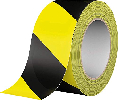 Hart PVC Warnband schwarz/gelb 60mm x 66m Markierungsband selbstklebend von TRIUSO