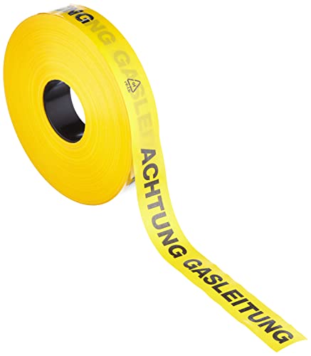 Triuso Trassenband Warnband Trassenwarnband Einlegeband Grabenband Sicherheitsband Sicherungsband 40mm x 250m "Achtung Gasleitung"- gelb von TRIUSO
