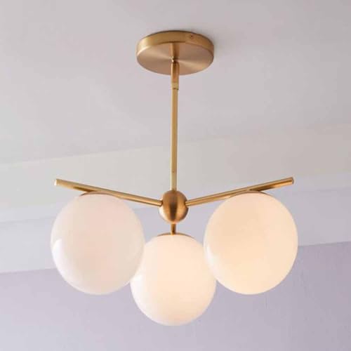 TRIVIDHA Mid Century Globe Glas Kronleuchter Für Wohnzimmer Milchglas Pendelleuchte Gold Deckenleuchte Dekor E14 Decken Hängelampe Für Kücheninsel Schlafzimmer Flur Café TRIVIDHA Mid Century Globe Glas Kronleuchter Für Wohnzimmer Milchglas Pendelleuchte Gold Deckenleuchte Dekor E14 Decken Hängelampe Für Kücheninsel Schlafzimmer Flur Café von TRIVIDHA