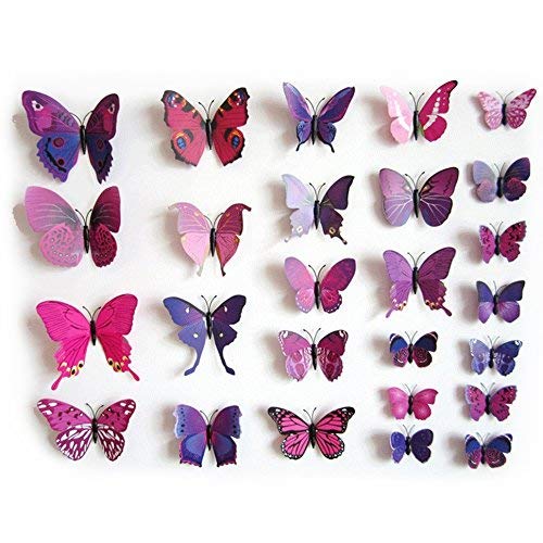 TRIXES 12 Stück 3D Regenbogen Schmetterlings-wandaufkleber - Dekoration für den Garten, das Schlafzimmer, das Kinderzimmer, das Büro oder für Mottopartys - Dekoration für Bettrahmen, Spiegel von TRIXES