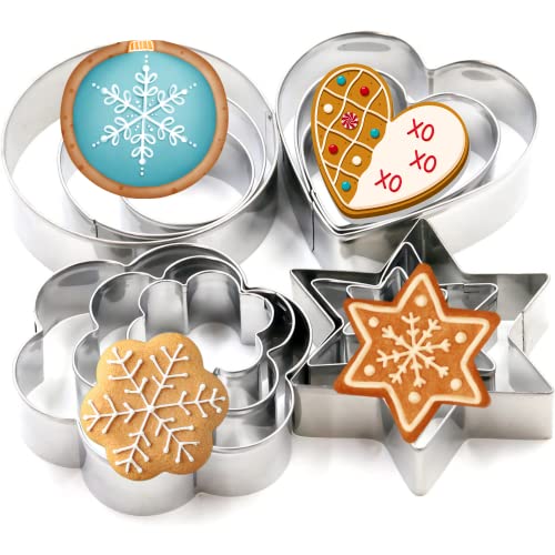 TRIXES 12-teiliges Weihnachtsgebäckausstecher-Set aus Edelstahl - Sterne, Kreis, Herz und Blume - Keks-Ausstecher-Set - Perfekte Accessoires zum Weihnachtsbacken, i - Ideal als Geschenk von TRIXES